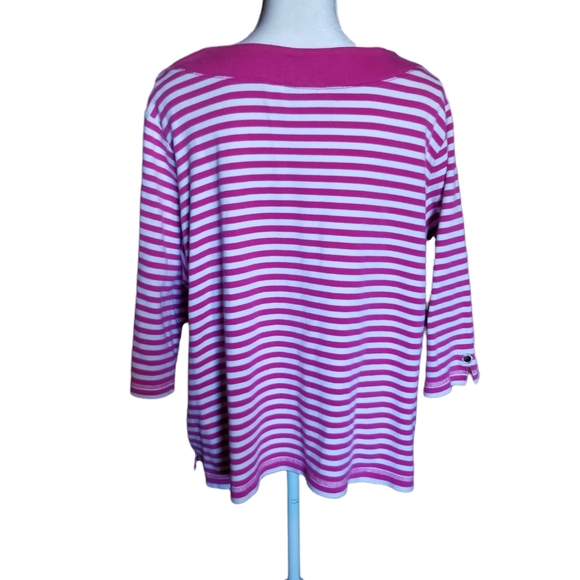 Quacker Factory Striped Pollover Top 3/4 Sleeves Plus Size 2X - Picture 2 of 7